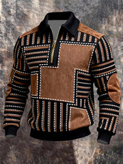 Herren Vintage-Patchwork-Sweatshirt mit Reiß verschluss