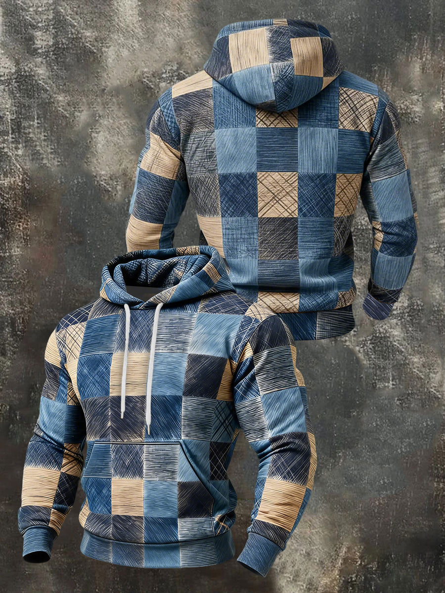 Herren Geometrische Muster Druck Hoodie mit Tasche