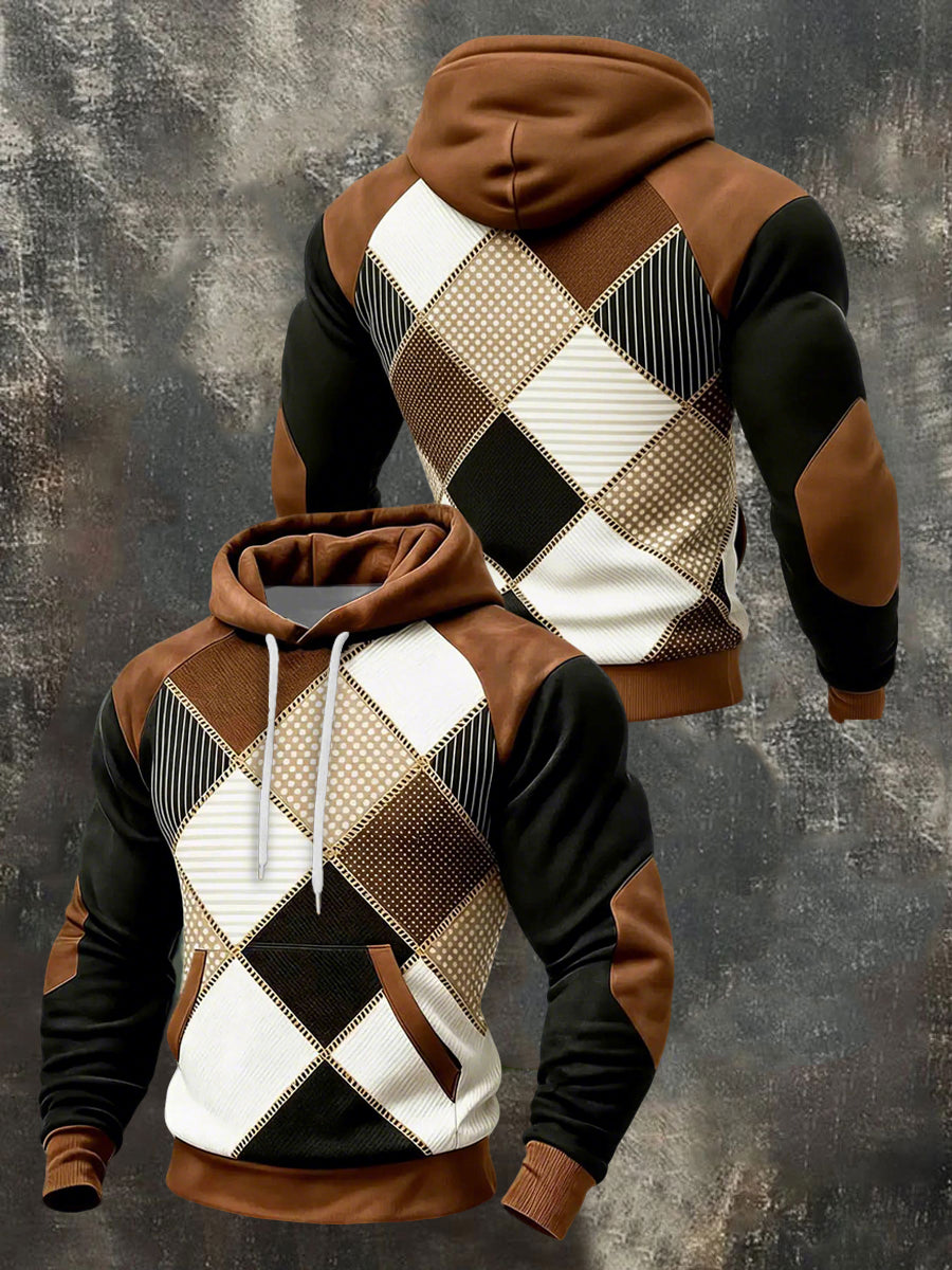 Herren Geometrische Muster Druck Hoodie mit Tasche
