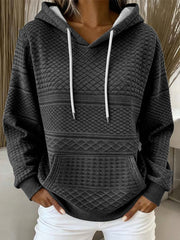 Damen-Vintage-Kapuzen pullover mit geometrischem Textdruck