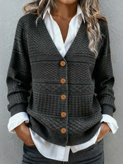 Strickjacke mit geometrischem Muster für Damen Vintage