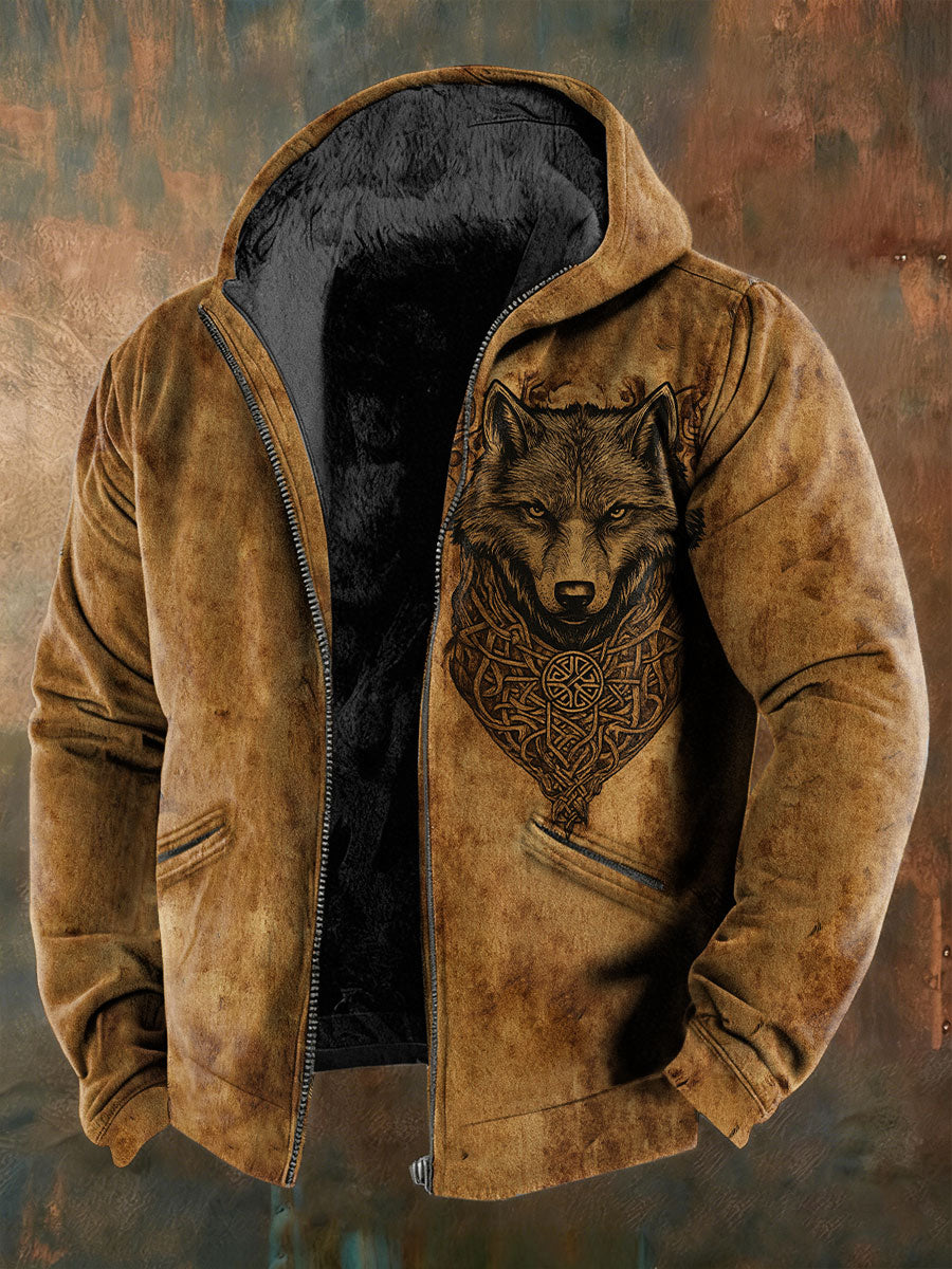 Herren Viking Wolf Fleece Jacke