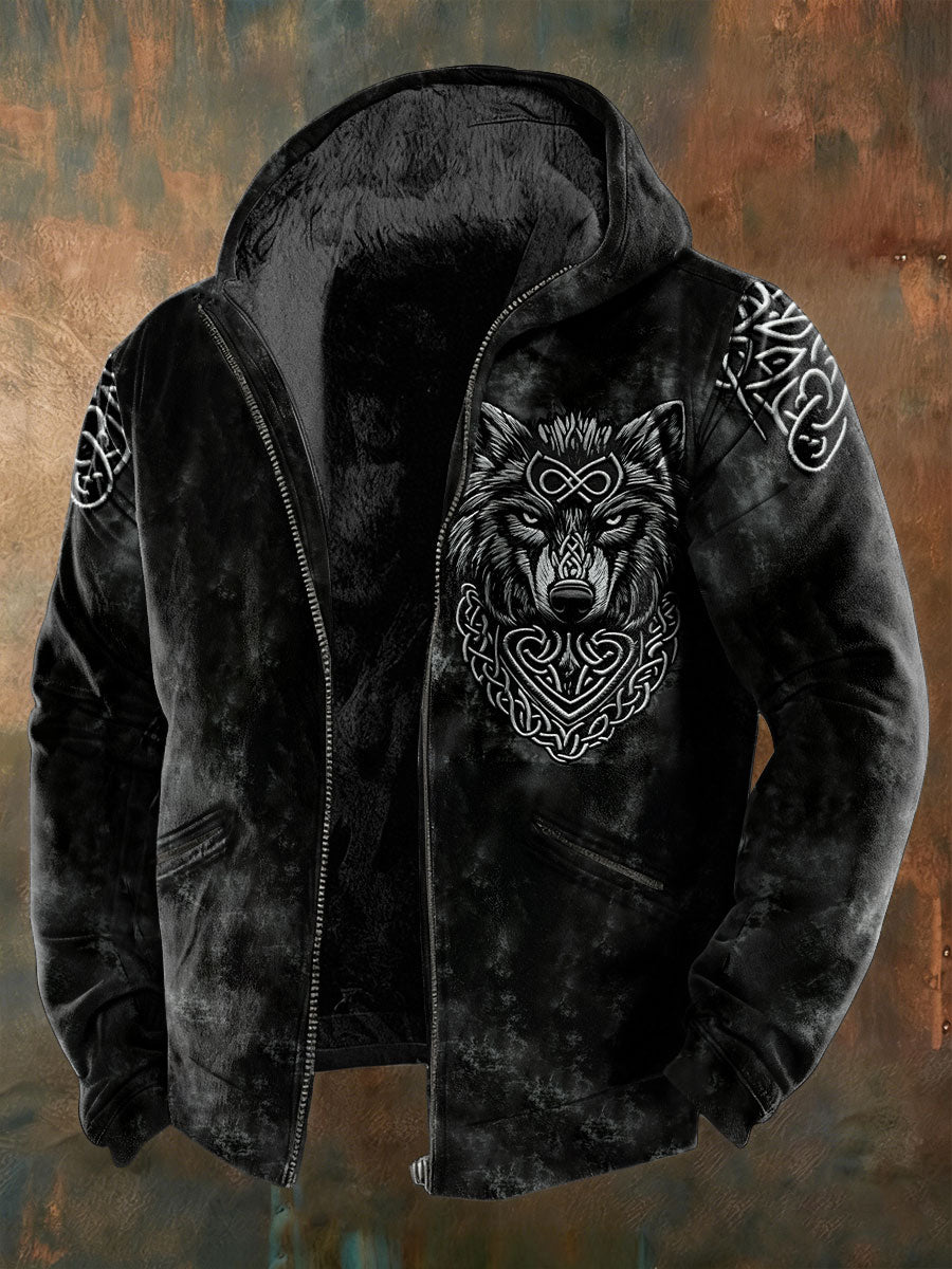 Herren Viking Wolf Fleece Jacke