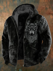Herren Viking Wolf Fleece Jacke