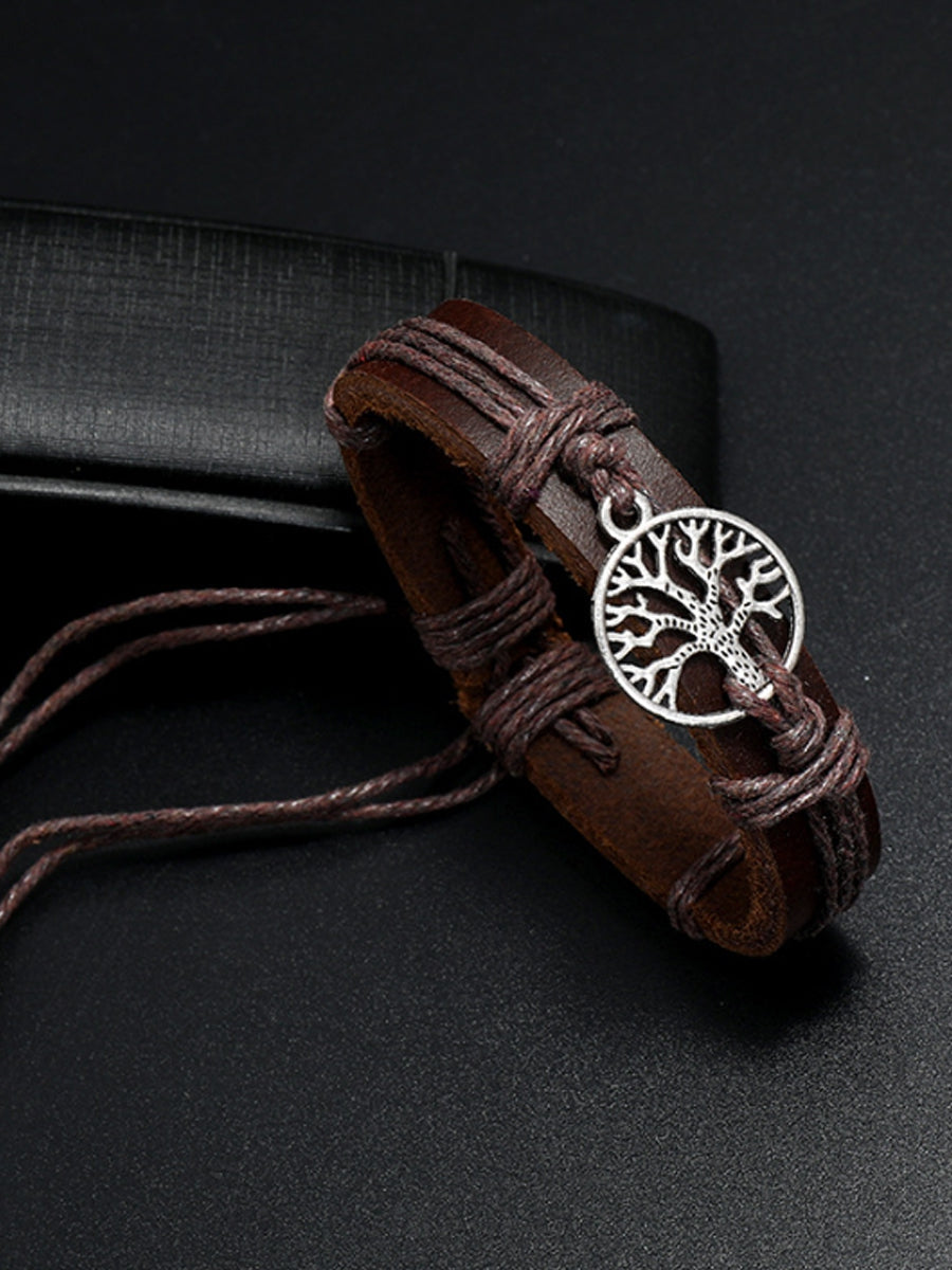 Baum des Lebens Kuhfell Vintage Kordel zug geflochtenes Armband