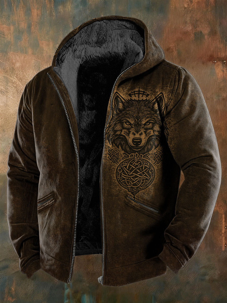 Herren Viking Wolf Fleece Jacke