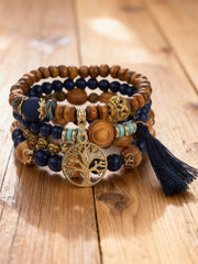 Frauen Wikinger Baum des Lebens böhmische mehr schicht ige Holz perle Armband