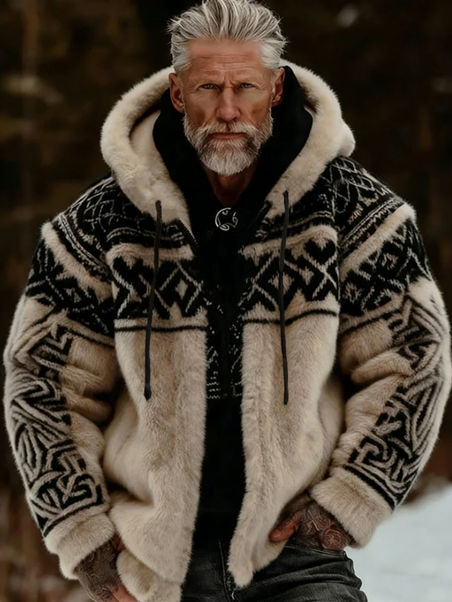 Herren Viking Celtic Art Plüsch Gemütliche warme Kapuzen jacke mit Reiß verschluss