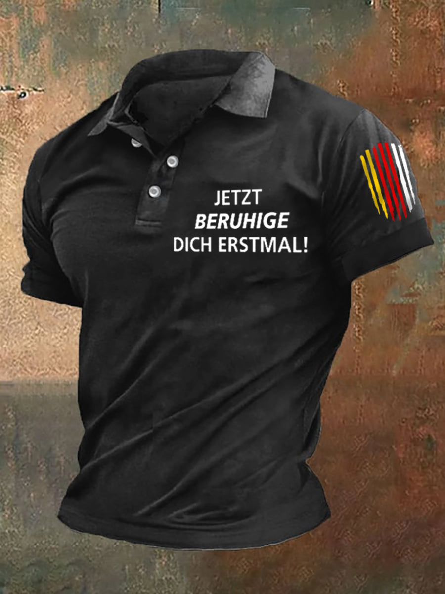 Herren-Polo-Shirt Beruhige dich bedruckt