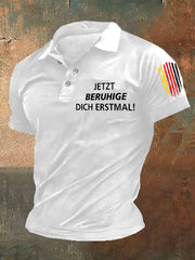 Herren-Polo-Shirt Beruhige dich bedruckt
