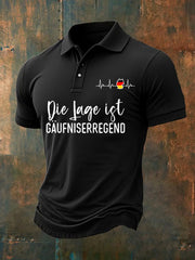 Men's Die Lage Ist Gaufniserregend Print Short-sleeved Polo Shirt
