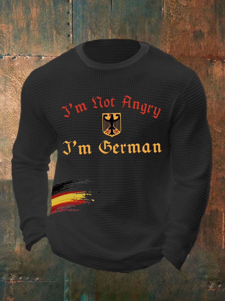 Herren Ich bin nicht wütend Ich bin Deutsch Print Waffel Langarm T-Shirt