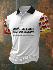 Men's Du Hattest Besser Deutsch Gelernt Print Polo Shirt