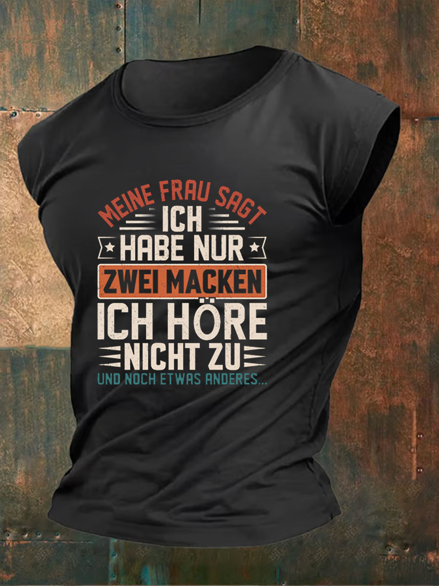 Men's Meine Frau Sagt Ich Habe Nur Zwet Macken Printed Vest