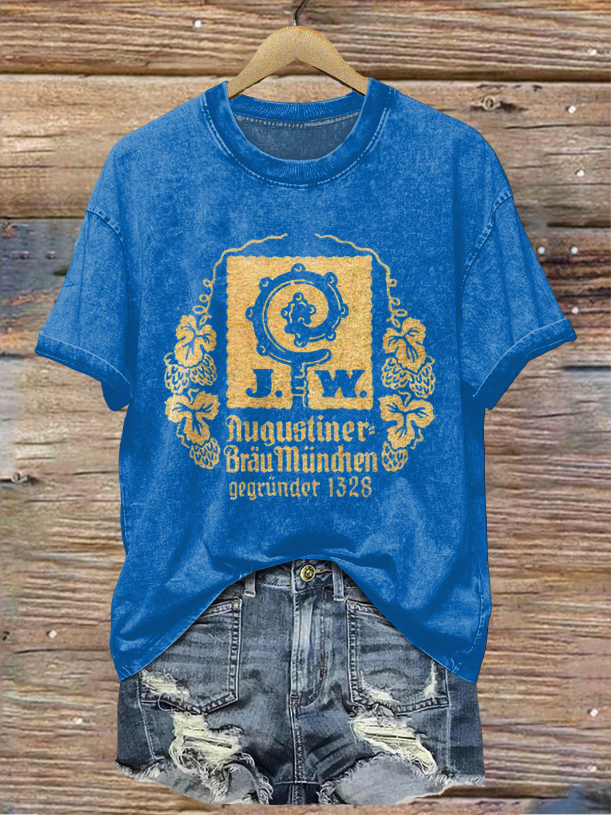 Kurzarm-T-Shirt für Damen Bier liebhaber