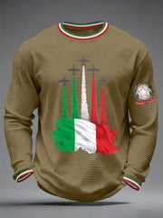 Herren Festa Della Repubblica Repvbblica Italiana Bedrucktes Waffelpullover mit langen Ärmeln