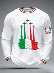 Herren Festa Della Repubblica Repvbblica Italiana Bedrucktes Waffelpullover mit langen Ärmeln