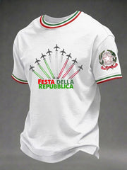 Herren-Festa-Della-Repubblica-Repvbblica-Italiana-Print-T-Shirt