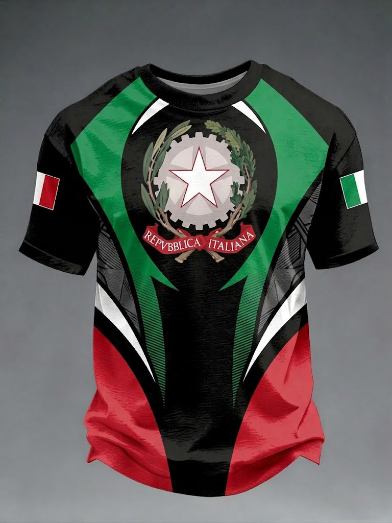 Herren-Festa-Della-Repubblica-Repvbblica-Italiana-Print-T-Shirt