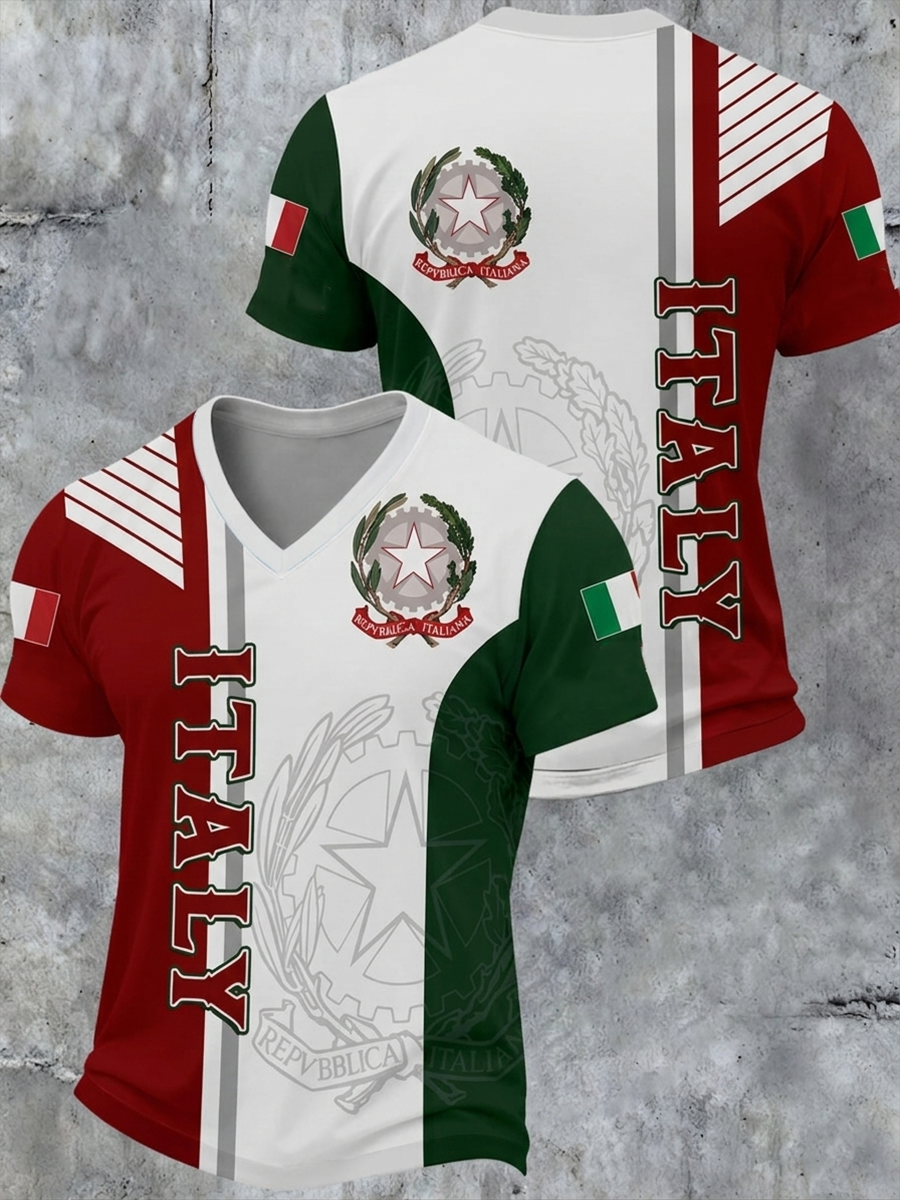 Herren T-Shirt mit V-Ausschnitt aus Italien