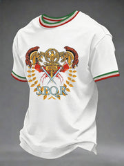 Herren-Italienischer-Print-Lässiges-T-Shirt