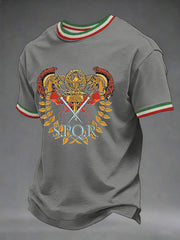 Herren-Italienischer-Print-Lässiges-T-Shirt