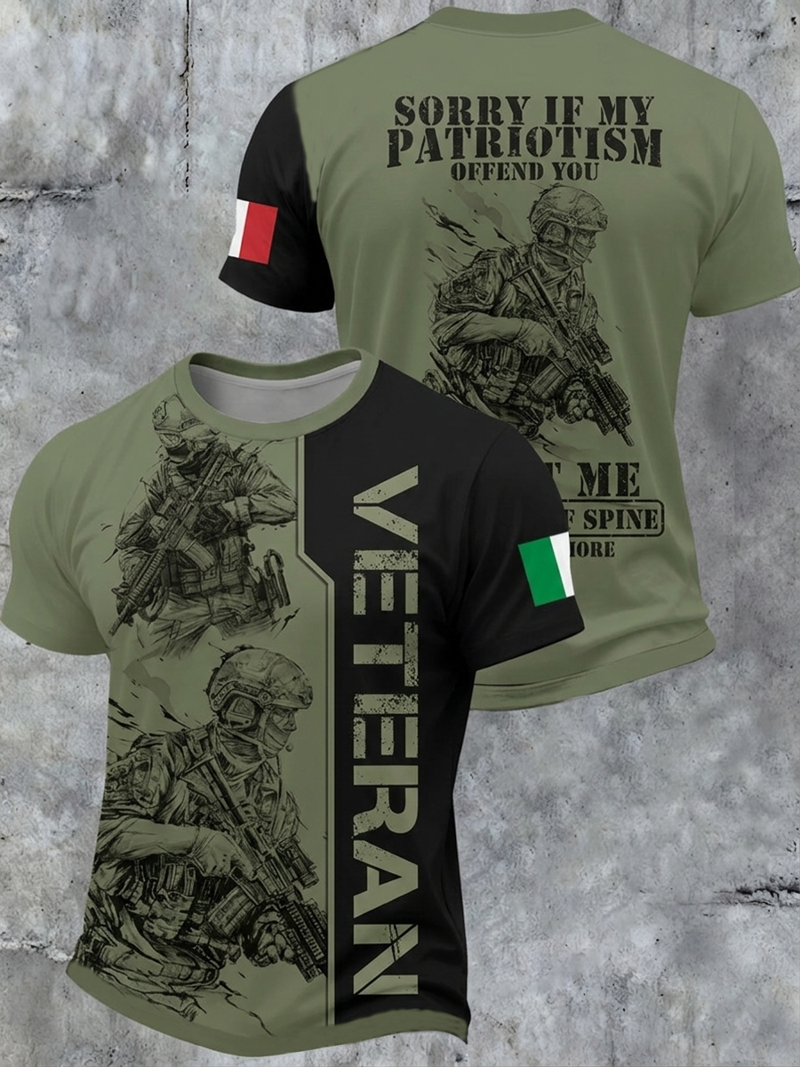 Herren-Italienische-Veteranen-Kurzarm-T-Shirt