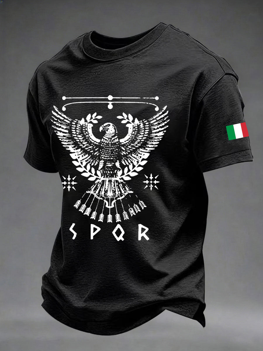 Herren-Italienischer-Print-Lässiges-T-Shirt