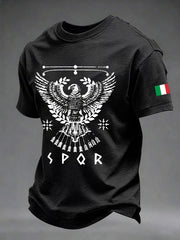 Herren-Italienischer-Print-Lässiges-T-Shirt