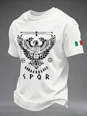 Herren-Italienischer-Print-Lässiges-T-Shirt