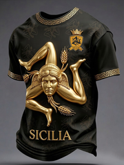 Herren-T-Shirt Sicilia Trinacria mit kurzen Ärmeln