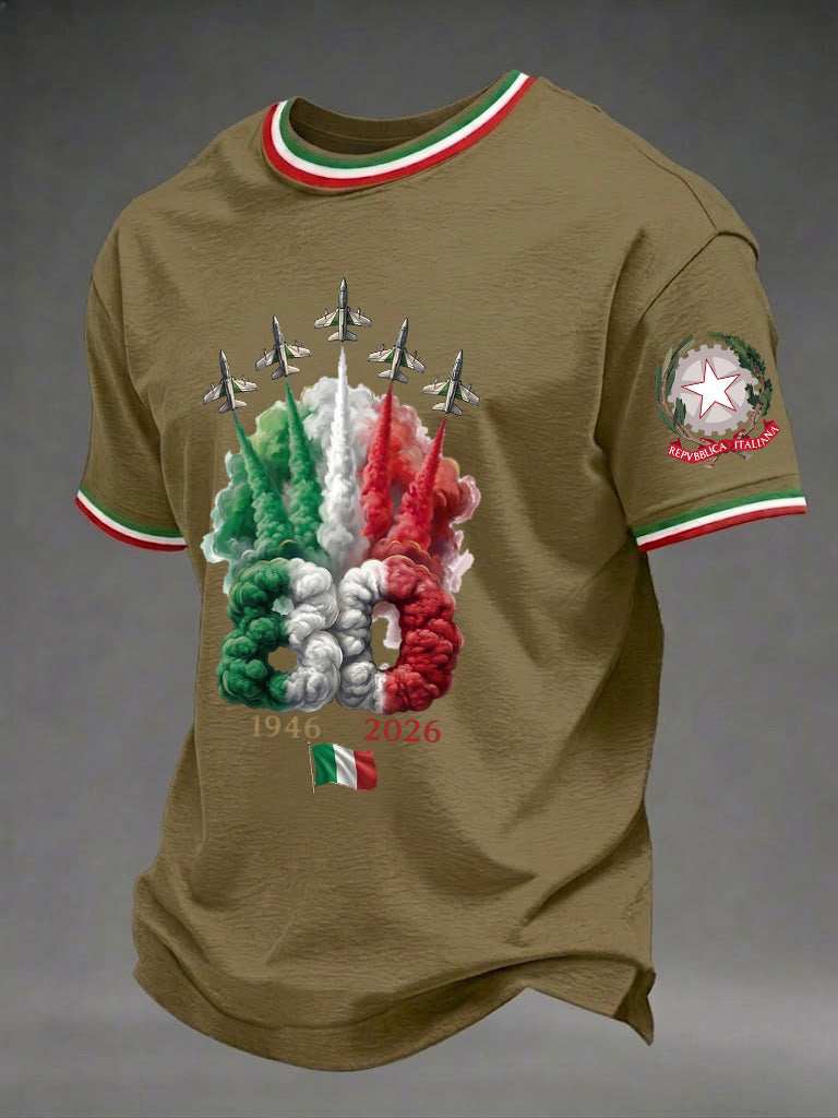 Herren-Festa-Della-Repubblica-Repvbblica-Italiana-Print-T-Shirt