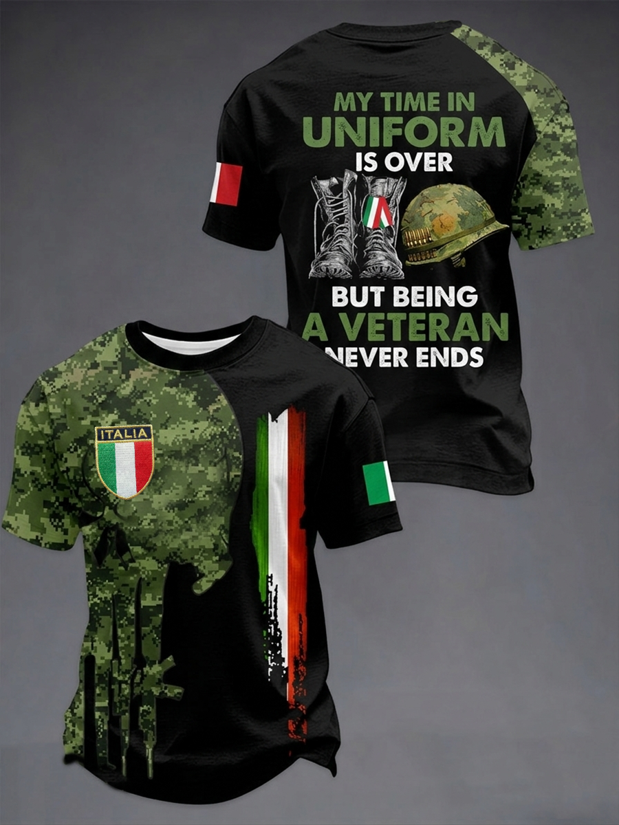 Herren-Italienische-Veteranen-Kurzarm-T-Shirt