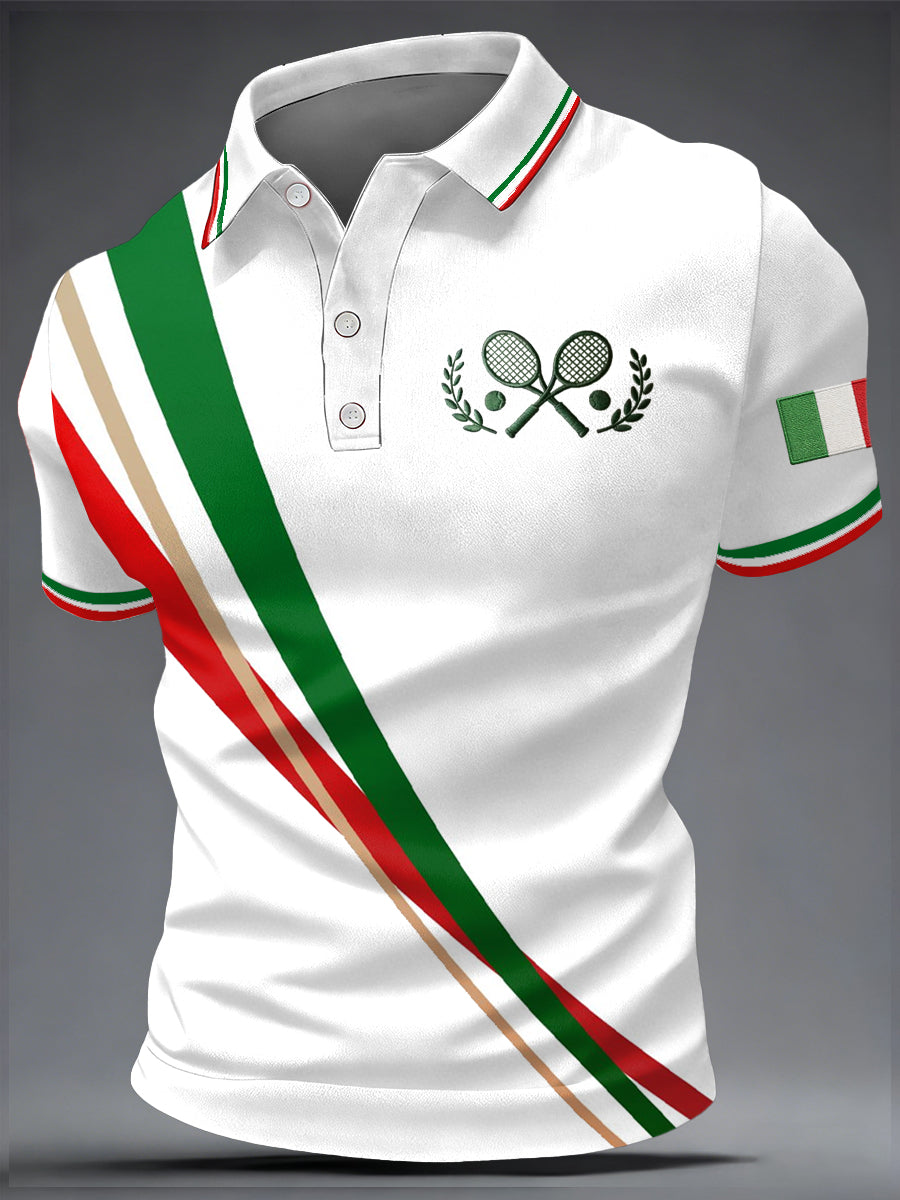Italienisches Tennis-Print-Top für Herren