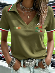 Kurzärmliges T-Shirt für Damen Sicilia Trina cria mit V-Ausschnitt