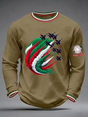 Herren Festa Della Repubblica Repvbblica Italiana Bedrucktes Waffel-Langarm-Sweatshirt