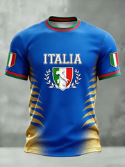 Herren-Italien-Fußball-T-Shirt mit kurzen Ärmeln